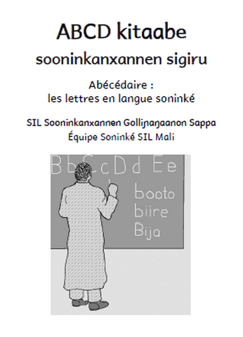 Abécédaire : un livret avec une illustration pour chaque lettre de l'alphabet soninkée.