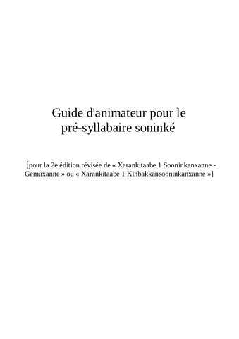Pre-primer guide 2nd edition - French