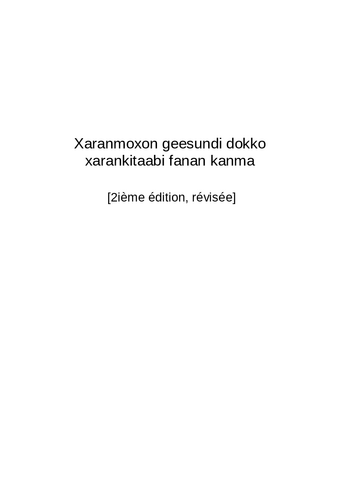 Xaranmoxon geesunda xarankitaabi fana kanma 2e édition - Soninké