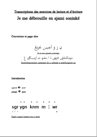 Answer guide (French version) : "I can Write Soninke in Ajami"